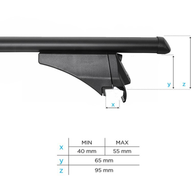 MENABO ΜΠΑΡΕΣ ΟΡΟΦΗΣ ΑΛΟΥΜΙΝΙΟΥ TIGER BLACK 118.5 cm ΣΕ ΜΑΥΡΟ ΧΡΩΜΑ ΓΙΑ BMW X3 (F25) 5 doors 1010>2017 ΜΕ FLUSH ή RAISED RAILS - 2 ΤΕΜ. (8590/MB)