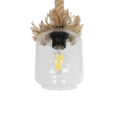 GLOBOSTAR® JAM 999-0116 Vintage Κρεμαστό Φωτιστικό Οροφής με Ντουί 1 x E27 AC 220-240V IP20 - Διάφανο & Μπεζ - Μ13 x Π13 x Υ125cm