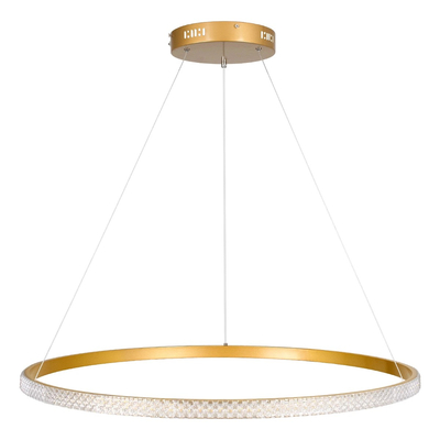 kelvo® DIAMOND KLV-101-0232 Κρεμαστό Φωτιστικό Οροφής LED 67W 6700lm 180° AC 220-240V IP20 Ρυθμιζόμενο Λευκό CCT με Χειριστήριο από 2700K έως 6000K Dimmable - Lumileds SMD Chip - Χρυσό Πλατίνα - Μ80 x Π80 x Υ3cm - 3 Χρόνια Εγγύηση