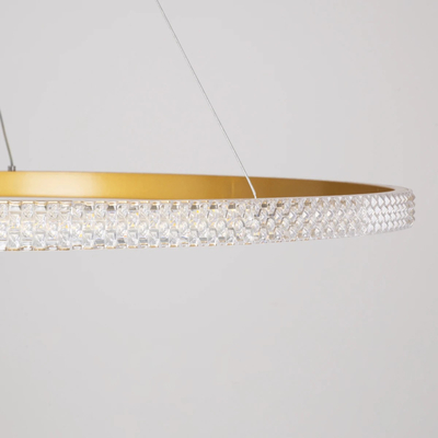 kelvo® DIAMOND KLV-101-0234 Κρεμαστό Φωτιστικό Οροφής LED 75W 7500lm 180° AC 220-240V IP20 Ρυθμιζόμενο Λευκό CCT με Χειριστήριο από 2700K έως 6000K Dimmable - Lumileds SMD Chip - Χρυσό Πλατίνα - Μ100 x Π100 x Υ3cm - 3 Χρόνια Εγγύηση