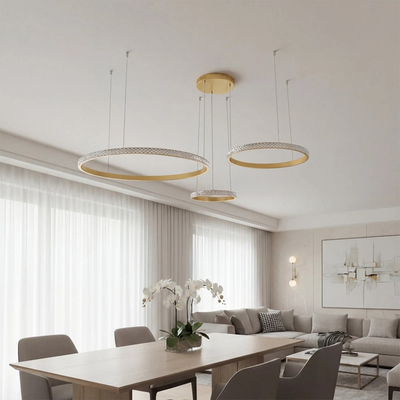 kelvo® DIAMOND KLV-101-0244 Κρεμαστό Φωτιστικό Οροφής LED 100W 10000lm 180° AC 220-240V IP20 Ρυθμιζόμενο Λευκό CCT με Χειριστήριο από 2700K έως 6000K Dimmable - Lumileds SMD Chip - Χρυσό Πλατίνα - Μ110 x Π110 x Υ60cm - 3 Χρόνια Εγγύηση