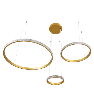 kelvo® DIAMOND KLV-101-0244 Κρεμαστό Φωτιστικό Οροφής LED 100W 10000lm 180° AC 220-240V IP20 Ρυθμιζόμενο Λευκό CCT με Χειριστήριο από 2700K έως 6000K Dimmable - Lumileds SMD Chip - Χρυσό Πλατίνα - Μ110 x Π110 x Υ60cm - 3 Χρόνια Εγγύηση