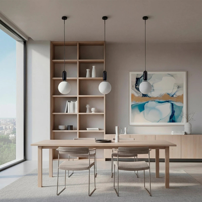 kelvo® ESTETICO KLV-101-0379 Κρεμαστό Φωτιστικό Οροφής για Λάμπα με Ντουί E27 AC 220-240V IP20 - Μαύρο Ματ & Λευκό - Μ20 x Π20 x Υ38cm