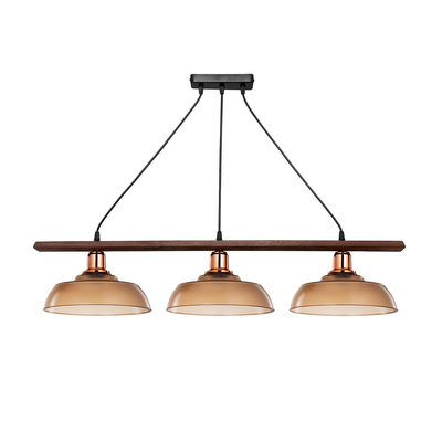 GLOBOSTAR® LOAN 203-0289 Μοντέρνο Κρεμαστό Φωτιστικό Οροφής με Ντουί 3 x E27 AC 220-240V IP20 - Καφέ & Μπρονζέ -  Μ89 x Π25.5 x Υ19cm