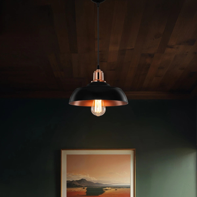 GLOBOSTAR® LOAN 203-0280 Μοντέρνο Κρεμαστό Φωτιστικό Οροφής με Ντουί 1 x E27 AC 220-240V IP20 - Μαύρο & Μπρονζέ  - Μ25.5 x Π25.5 x Υ17cm