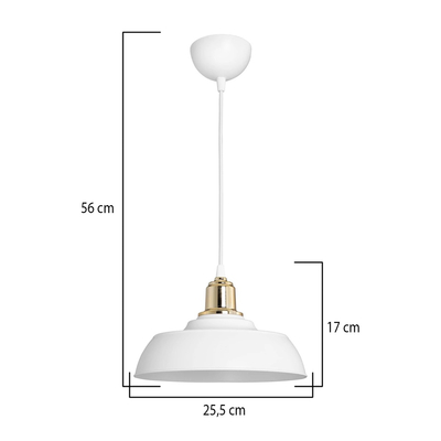 GLOBOSTAR® LOAN 203-0281 Μοντέρνο Κρεμαστό Φωτιστικό Οροφής με Ντουί 1 x E27 AC 220-240V IP20 - Λευκό & Χρυσό  -Μ25.5 x Π25.5 x Υ17cm