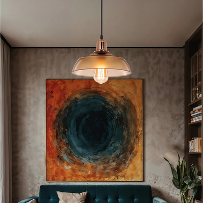 GLOBOSTAR® LOAN 203-0285 Μοντέρνο Κρεμαστό Φωτιστικό Οροφής με Ντουί 1 x E27 AC 220-240V IP20 - Καφέ & Μπρονζέ - Μ25.5 x Π25.5 x Υ17cm