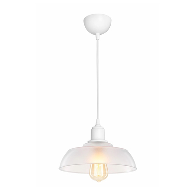 GLOBOSTAR® LOAN 203-0286 Μοντέρνο Κρεμαστό Φωτιστικό Οροφής με Ντουί 1 x E27 AC 220-240V IP20 - Λευκό Δίαφανο - Μ25.5 x Π25.5 x Υ17cm