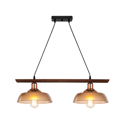 GLOBOSTAR® LOAN 203-0288 Μοντέρνο Κρεμαστό Φωτιστικό Οροφής με Ντουί 2 x E27 AC 220-240V IP20 - Καφέ & Μπρονζέ - Μ70 x Π25.5 x Υ19cm