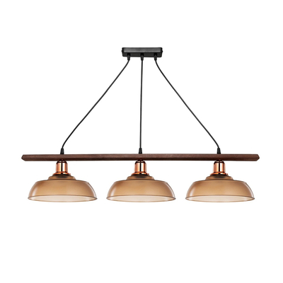 GLOBOSTAR® LOAN 203-0289 Μοντέρνο Κρεμαστό Φωτιστικό Οροφής με Ντουί 3 x E27 AC 220-240V IP20 - Καφέ & Μπρονζέ -  Μ89 x Π25.5 x Υ19cm