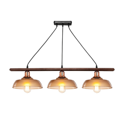 GLOBOSTAR® LOAN 203-0289 Μοντέρνο Κρεμαστό Φωτιστικό Οροφής με Ντουί 3 x E27 AC 220-240V IP20 - Καφέ & Μπρονζέ -  Μ89 x Π25.5 x Υ19cm