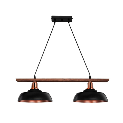 GLOBOSTAR® LOAN 203-0290 Μοντέρνο Κρεμαστό Φωτιστικό Οροφής με Ντουί 2 x E27 AC 220-240V IP20 - Μαύρο & Μπρονζέ - Μ70 x Π25.5 x Υ19cm