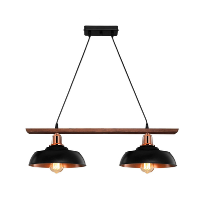 GLOBOSTAR® LOAN 203-0290 Μοντέρνο Κρεμαστό Φωτιστικό Οροφής με Ντουί 2 x E27 AC 220-240V IP20 - Μαύρο & Μπρονζέ - Μ70 x Π25.5 x Υ19cm