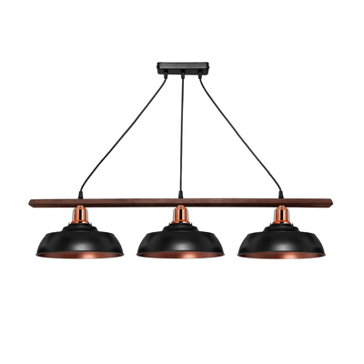 GLOBOSTAR® LOAN 203-0291 Μοντέρνο Κρεμαστό Φωτιστικό Οροφής με Ντουί 3 x E27 AC 220-240V IP20 - Μαύρο & Μπρονζέ - Μ89 x Π25.5 x Υ19cm