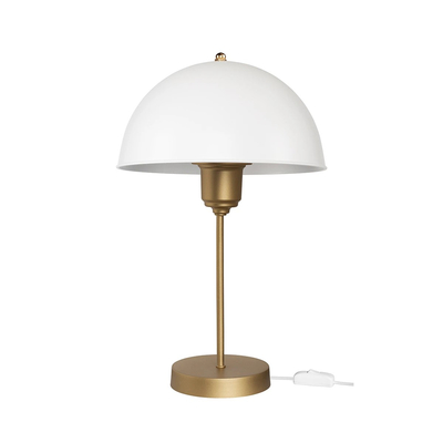 GLOBOSTAR® GAZETA 203-0303 Μοντέρνο Επιτραπέζιο Φωτιστικό Πορτατίφ με Ντουί 1 x E27 AC 220-240V IP20 - Λευκό & Μπρονζέ  - Μ25 x Π25 x Υ39cm