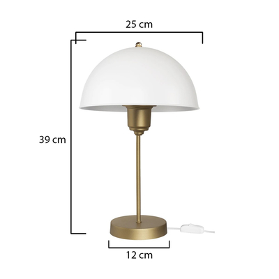 GLOBOSTAR® GAZETA 203-0303 Μοντέρνο Επιτραπέζιο Φωτιστικό Πορτατίφ με Ντουί 1 x E27 AC 220-240V IP20 - Λευκό & Μπρονζέ  - Μ25 x Π25 x Υ39cm