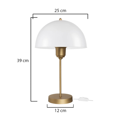 GLOBOSTAR® GAZETA 203-0304 Μοντέρνο Επιτραπέζιο Φωτιστικό Πορτατίφ με Ντουί 1 x E27 AC 220-240V IP20 - Λευκό Δίαφανο & Μπρονζέ  - Μ25 x Π25 x Υ39cm