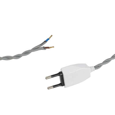 GLOBOSTAR® WHIP 77674 Μοντέρνο DIY Πλεκτό Καλώδιο με Διακόπτη On/Off AC 220-240V IP20 - Γκρι & Λευκό - Μ150 x Π2.7 x Υ1.9cm