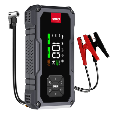 Amio - Φορητός Εκκινητής Μπαταρίας 4 σε 1 τύπου Jump Starter με Κομπρεσέρ Αέρα Φως LED και Powerbank τάση λειτουργίας 12V απόδοσης 7.2Ah 600A για Επιβατικά Αυτοκίνητα - 1 τεμ. (04674/AM)