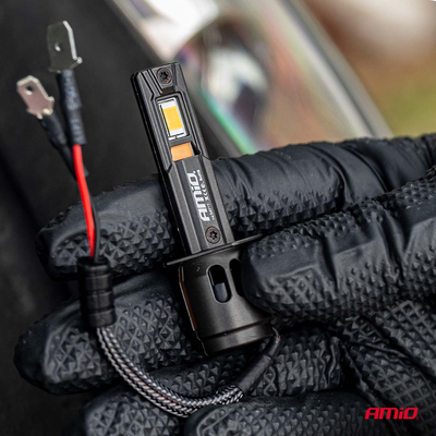 Amio - Λαμπτήρες LED F25 PRO Black Edition H1 68W 12-24V Full CAN Bus με Φωτεινότητα 7646lm σε Ψυχρό Λευκό 6000K για Επιβατικά Αυτοκίνητα & Φορτηγά - Σετ 2 τεμ. (04717/AM)