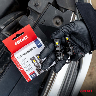 Amio - Λαμπτήρες LED F25 PRO Black Edition H3 68W 12-24V Full CAN Bus με Φωτεινότητα 7646lm σε Ψυχρό Λευκό 6000K για Επιβατικά Αυτοκίνητα & Φορτηγά - Σετ 2 τεμ. (04718/AM)