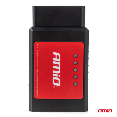 Amio - Διαγνωστικό Αυτοκινήτου OBD 2 τύπου ELM327 Bluetooth XL τάση λειτουργίας 12V με ασύρματη σύνδεση για Επιβατικά Αυτοκίνητα - 1 τεμ. (04733/AM)