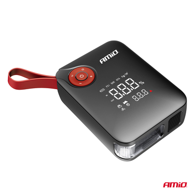 Amio - Φορητός Εκκινητής Μπαταρίας 4 σε 1 τύπου Jump Starter Mini με Κομπρεσέρ Αέρα Φως LED και Powerbank τάση λειτουργίας 12V απόδοσης 7.2Ah 600A για Επιβατικά Αυτοκίνητα - 1 τεμ. (04675/AM)