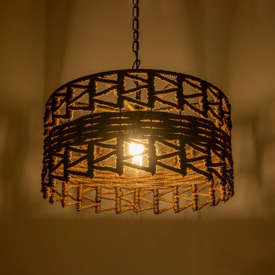 GLOBOSTAR® VERA 999-0069 Boho Κρεμαστό Φωτιστικό Οροφής με Ντουί 1 x E27 AC 220-240V IP20 - Καφέ - Μ50 x Π50 x Υ25cm