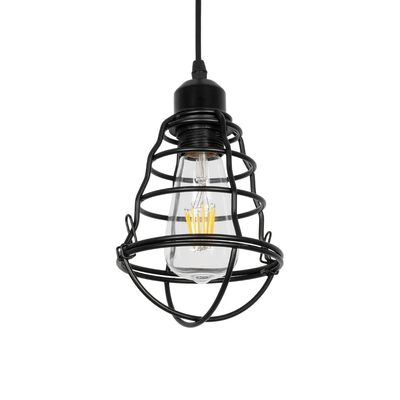 GLOBOSTAR® ALDO 999-0096 Vintage Κρεμαστό Φωτιστικό Οροφής με Ντουί 1 x E27 AC 220-240V IP20 - Μαύρο - Μ15 x Π15 x Υ24cm