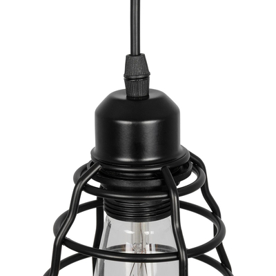GLOBOSTAR® ALDO 999-0096 Vintage Κρεμαστό Φωτιστικό Οροφής με Ντουί 1 x E27 AC 220-240V IP20 - Μαύρο - Μ15 x Π15 x Υ24cm