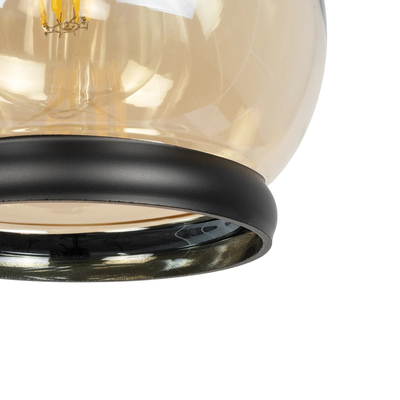 GLOBOSTAR® OLIVER 999-0186 Vintage Κρεμαστό Φωτιστικό Οροφής με Ντουί 1 x E27 AC 220-240V IP20 - Μελί & Μαύρο - Μ16 x Π16 x Υ25cm