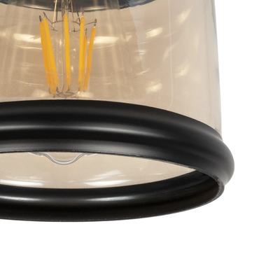 GLOBOSTAR® OLIVER 999-0187 Vintage Κρεμαστό Φωτιστικό Οροφής με Ντουί 1 x E27 AC 220-240V IP20 - Μελί & Μαύρο - Μ15 x Π15 x Υ21.5cm