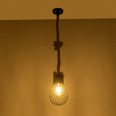 GLOBOSTAR® URBAN 999-0191 Vintage Κρεμαστό Φωτιστικό Οροφής με Ντουί 1 x E27 AC 220-240V IP20 - Μαύρο & Μπεζ - Μ15 x Π15 x Υ80cm