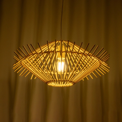 GLOBOSTAR® SASSO 999-0201 Boho Κρεμαστό Φωτιστικό Οροφής με Ντουί 1 x E27 AC 220-240V IP20 - Μπεζ - Μ50 x Π50 x Y23cm