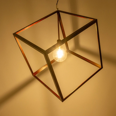 GLOBOSTAR® CUBE 999-0216 Μοντέρνο Κρεμαστό Φωτιστικό Οροφής με Ντουί 1 x E27 AC 220-240V IP20 - Χάλκινο - Μ70 x Π70 x Υ87cm