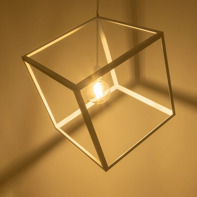 GLOBOSTAR® CUBE 999-0217 Μοντέρνο Κρεμαστό Φωτιστικό Οροφής με Ντουί 1 x E27 AC 220-240V IP20 - Λευκό - Μ70 x Π70 x Y87cm