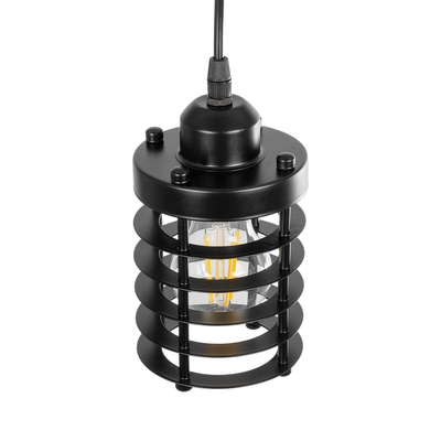 GLOBOSTAR® DARSEY 999-0227 Vintage Κρεμαστό Φωτιστικό Οροφής με Ντουί 1 x E27 AC 220-240V IP20 - Μαύρο - Μ10 x Π10 x Υ19cm