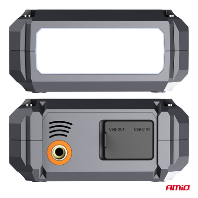 Amio - Φορητός Εκκινητής Μπαταρίας 4 σε 1 τύπου Jump Starter με Κομπρεσέρ Αέρα Φως LED και Powerbank τάση λειτουργίας 12V απόδοσης 7.2Ah 600A για Επιβατικά Αυτοκίνητα - 1 τεμ. (04674/AM)