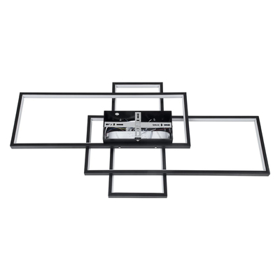 kelvo® QUADRA KLV-101-0293 Φωτιστικό Οροφής LED 100W 10000lm 120° AC 220-240V IP20 Ρυθμιζόμενο Λευκό CCT με Χειριστήριο από 2700K έως 6000K Dimmable - Lumileds SMD Chip - Μαύρο Ματ - Μ85 x Π45 x Υ9cm - 3 Χρόνια Εγγύηση