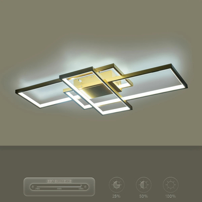 kelvo® QUADRA KLV-101-0295 Φωτιστικό Οροφής LED 100W 10000lm 120° AC 220-240V IP20 Ρυθμιζόμενο Λευκό CCT με Χειριστήριο από 2700K έως 6000K Dimmable - Lumileds SMD Chip - Σαμπανιζέ Χρυσό Ματ - Μ85 x Π45 x Υ9cm - 3 Χρόνια Εγγύηση