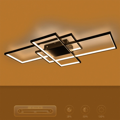 kelvo® QUADRA KLV-101-0296 Φωτιστικό Οροφής LED 120W 12000lm 120° AC 220-240V IP20 Ρυθμιζόμενο Λευκό CCT με Χειριστήριο από 2700K έως 6000K Dimmable - Lumileds SMD Chip - Μαύρο Ματ - Μ105 x Π60 x Υ9cm - 3 Χρόνια Εγγύηση