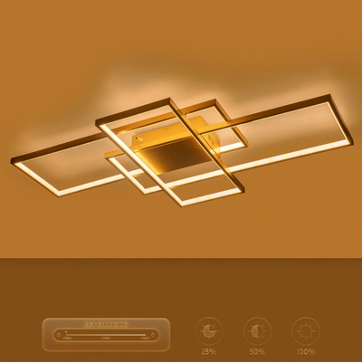kelvo® QUADRA KLV-101-0298 Φωτιστικό Οροφής LED 120W 12000lm 120° AC 220-240V IP20 Ρυθμιζόμενο Λευκό CCT με Χειριστήριο από 2700K έως 6000K Dimmable - Lumileds SMD Chip - Σαμπανιζέ Χρυσό Ματ - Μ105 x Π60 x Υ9cm - 3 Χρόνια Εγγύηση