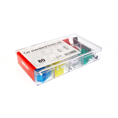Amio - Ασφάλειες τύπου Standard (ATC/ATO) σετ 80 τεμ. διάφορες εντάσεις σε κασετίνα (10x5A, 10x7.5A, 20x10A, 10x15A, 10x20A, 10x25A, 10x30A) για Επιβατικά Αυτοκίνητα - 1 σετ (02224/AM)