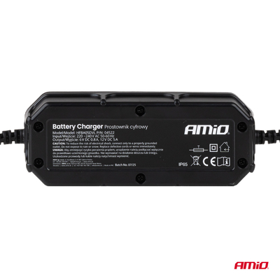 Amio - Φορτιστής Μπαταρίας Ψηφιακός DBC-5A SLA FLP τάση λειτουργίας 6/12V ένταση ρεύματος 5A για Επιβατικά Αυτοκίνητα και Μοτοσυκλέτες - 1 τεμ. (04522/AM)