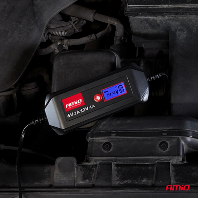 Amio - Φορτιστής Μπαταρίας Ψηφιακός DBC-4A WET AGM GEL τάση λειτουργίας 6/12V ένταση ρεύματος 4A για Επιβατικά Αυτοκίνητα και Μοτοσυκλέτες - 1 τεμ. (04523/AM)