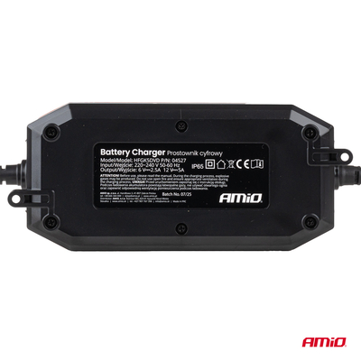 Amio - Φορτιστής Μπαταρίας Ψηφιακός PRO AGM GEL LiFePo4 (LFP) τάση λειτουργίας 6/12V ένταση ρεύματος 5A για Επιβατικά Αυτοκίνητα και Μοτοσυκλέτες - 1 τεμ. (04527/AM)