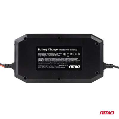 Amio - Εκκινητής / Φορτιστής Μπαταρίας Ψηφιακός PRO AGM GEL LiFePo4 (LFP) τάση λειτουργίας 12/24V ένταση ρεύματος 25A για Επιβατικά Αυτοκίνητα και Φορτηγά - 1 τεμ. (04530/AM)