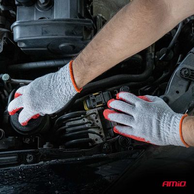 Amio - Γάντια Εργασίας Βαμβακερά με επικάλυψη λάτεξ μέγεθος No.9 γκρι/κόκκινο για Φορτηγά - 1 ζεύγος (04630/MB)