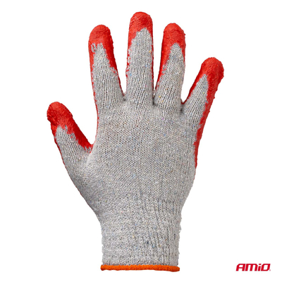 Amio - Γάντια Εργασίας Βαμβακερά με επικάλυψη λάτεξ μέγεθος No.9 γκρι/κόκκινο για Φορτηγά - 1 ζεύγος (04630/MB)