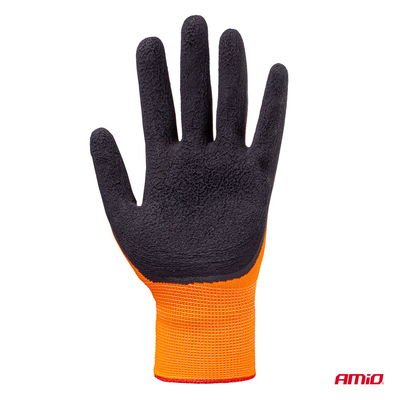 Amio - Γάντια Εργασίας με επικάλυψη αφρού λάτεξ χρώμα πορτοκαλί/μαύρο μέγεθος No.8 - 2 ζευγ. (04639/AM)